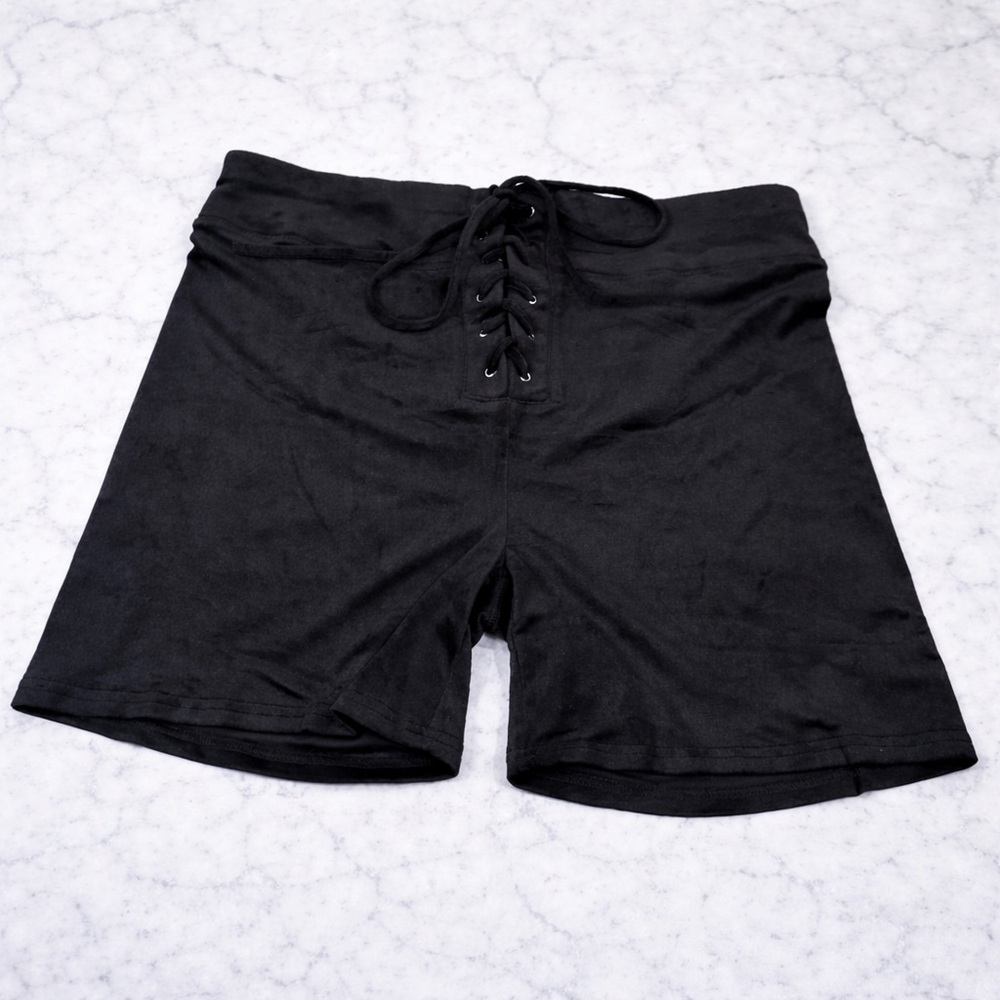 White Birch Velvet Shorts M/L/XL/2X/3X Black High Rise Lounge Boutique Stretch